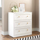 May in Color White 3 Drawer Dresser, Modern Chest of Drawers with Gold Dresser Knobs, Wood Dresser for Bedroom, Hallway, Entryway, Closets, Living Room