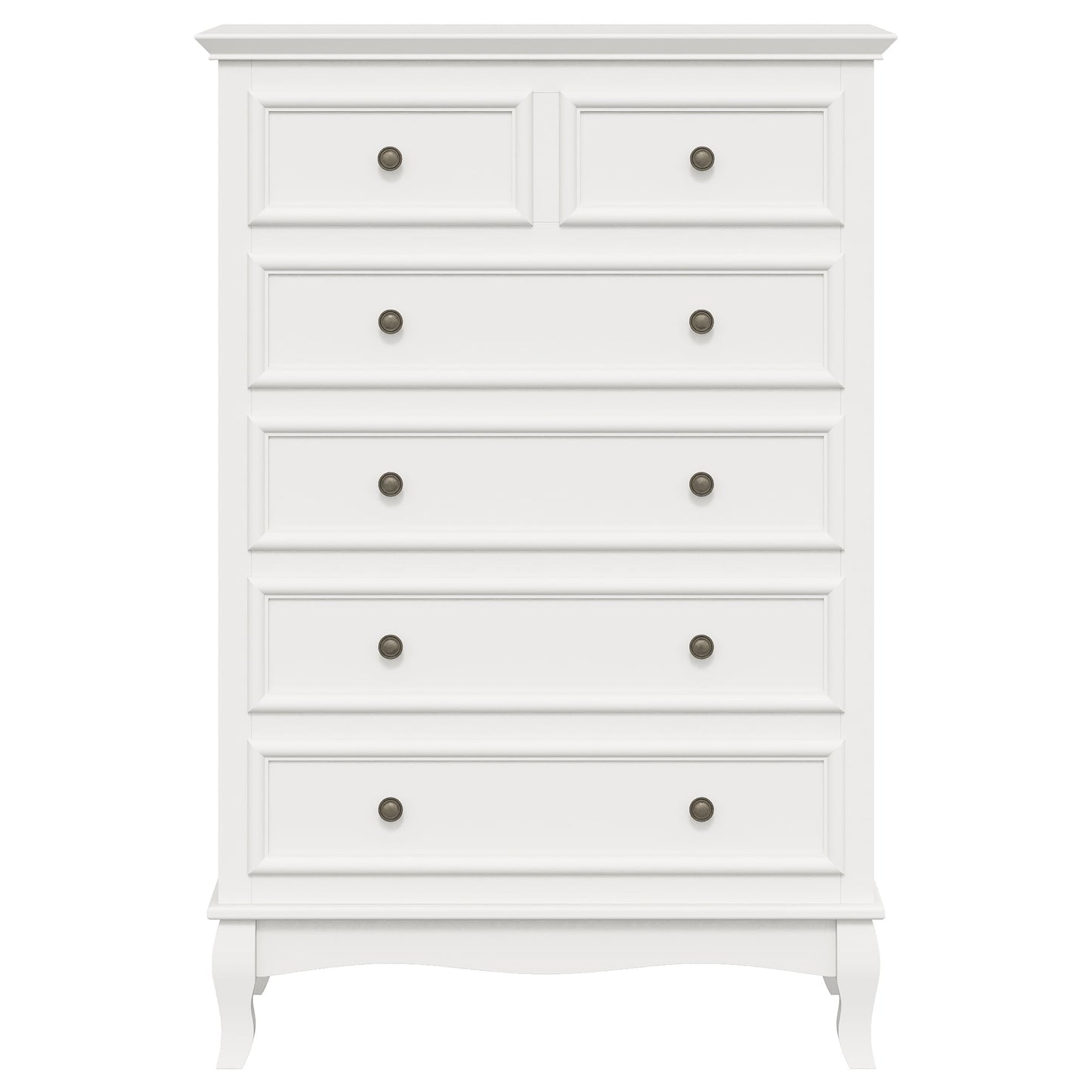 RoyalCraft White 6 Drawer Dresser, Large Storage Chest with Ball Bearing Slide, Wide Chest of Drawers, Modern Wood Dresser for Bedroom, Living Room, Hallway, Entryway, White