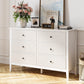 RoyalCraft White Fluted 6 Drawer Dresser for Bedroom, Modern Chest of Drawers, Wood Dresser for Storage Clothes, Wooden Storage Cabinet for Bedroom, Hallway, Living Room, Entryway