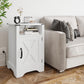 Mayincolor White Nightstand with Charging Station, Farmhouse Bedside Table with X-Shaped Design,Wooden Rustic End Table with Large Storage Cabinet Room and Shelf for Bedroom, Living Room, Solid White