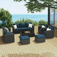 Royalcraft 9 Pieces Patio Furniture Set, All Weather PE Wicker Rattan Outdoor Sectional Sofa with Storage Box and Cushion, Outdoor Furniture for Lawn Backyard Poolside Porch