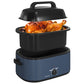 Royalcraft 22 Quart Electric Turkey Roaster Oven with Visible Glass Lid,Removable Pan & Rack, Stainless Steel,Blue