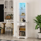 Royalcraft 75'' Tall Storage Cabinet with LED Light, Farmhouse Pantry Cabinet with Tempered Glass Adjustable Shelves & Barn Door, Freestanding Linen Tower for Bathroom, Living Room, Kitchen, White