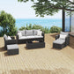 Royalcraft 9 Pieces Patio Furniture Set, All Weather PE Wicker Rattan Outdoor Sectional Sofa with Storage Box and Cushion, Outdoor Furniture for Lawn Backyard Poolside Porch