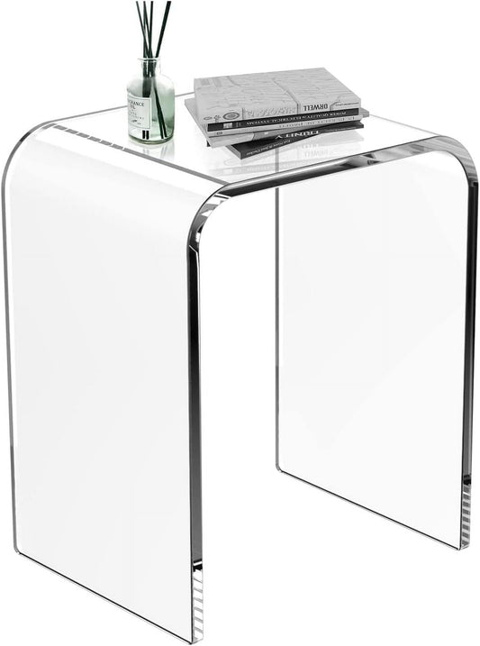 Royalcraft Acrylic clear End Table, Modern Lucite Side Table with Waterfall Edges