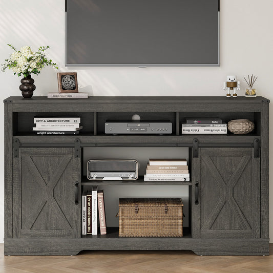 Royalcraft Adjustable Shelves Television Stand, Dark Grey, 58" x 34" x 16", 109 lbs