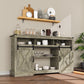 Mayincolor Farmhouse TV Stand for 65''+ Inch TV, 34'' Tall Entertainment Center, Rustic TV Console with Sliding Bar Door for Living Room (Light Grey)