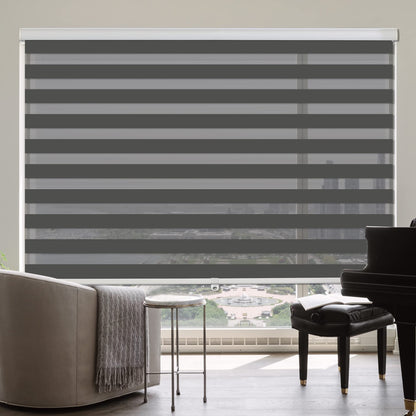 Royalcraft Cordless Zebra Blinds for Windows, Layer Zebra Roller Shades Blinds for Windows, Sheer or Privacy Light Control, Day and Night Window Shades for Living Rome, Office