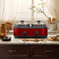 Sunvivi Double Slow Cooker,2 Pot Small Mini Crock Buffet Servers and Warmer,Dual Pot Oval Manual Slow Cooker with Adjustable Temp Removable Ceramic Pot,Stainless Steel, Total 2.5 Quarts Red