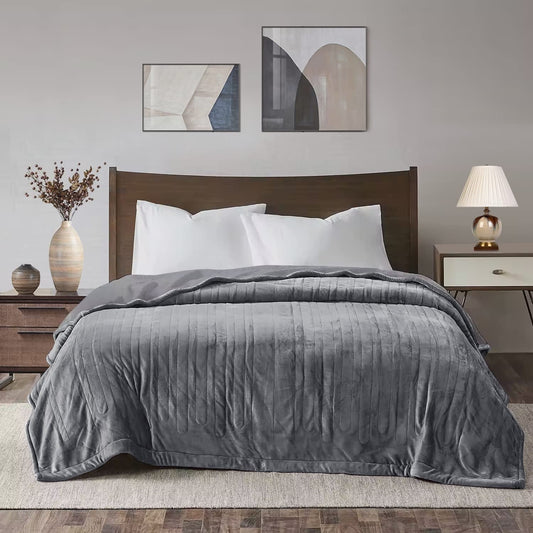 Royalcraft Electric Blanket King Size 90"x100" Flannel Heated Throw Blanket, Dual Controls Setting Electric Blanket, 10 Heating Levels, 12H Auto-off, 5 Years Warranty, Machine Washable