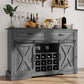 Royalcraft Farmhouse Coffee Bar Cabinet, 52" Wine Cabinet with Sliding Barn Door, Adjustable Shelves, and Steam Holder, Buffet Sideboard Cabinet for Dining Room, Living Room