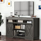 Mayincolor Farmhouse TV Stand for 65+ Inch TVs, Rustic Wood Media Console with Sliding Barn Doors, Dark Grey