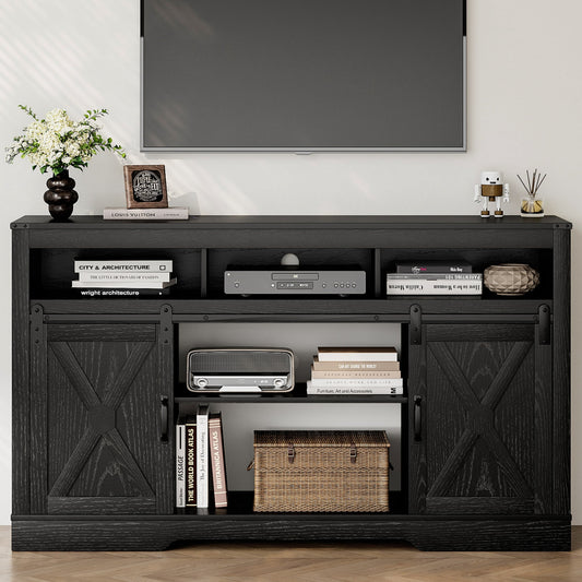 Royalcraft High Quality Television Stand, Wood Black, 58" x 16"x 34", 109 lbs