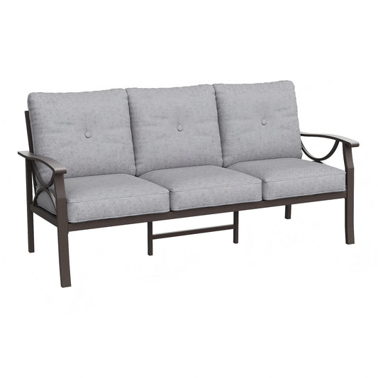 May in color Metal Outdoor Couch, All-Weather Metal Patio 3-seat Sofa with Soft Thick Cushions, Patio Sofa Couch for Porch Backyard Garden, Grey