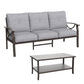 Royalcraft Outdoor Patio Furniture Set, 5 Piece Patio Conversation Set with Coffee Table, Metal Furniture Set for Porch Backyard Garden, Black