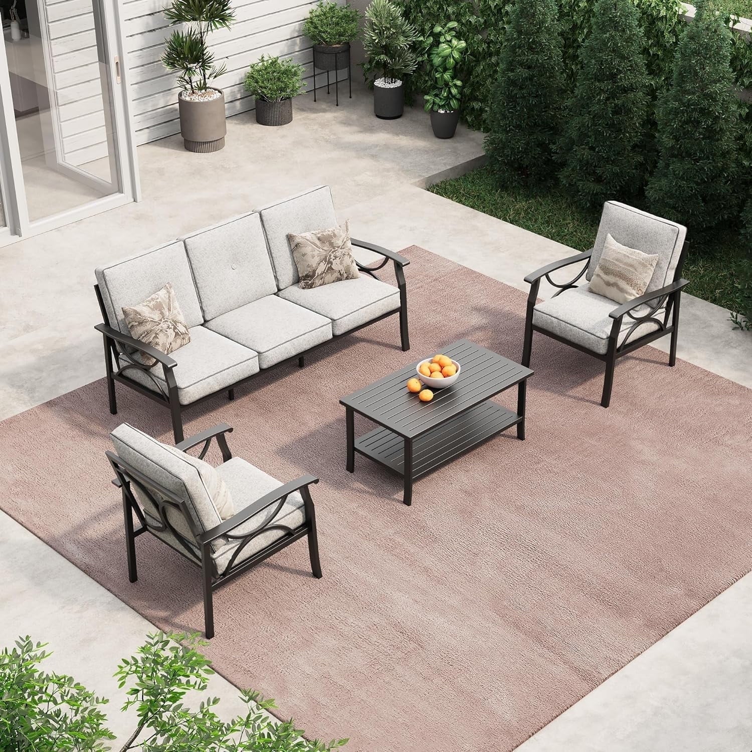 Royalcraft 4 Steel Water-resistant Outdoor Conversation Sets with Arm ...