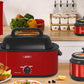SUNVIVI 24QT Roast Turkey stove with 3-burner slow cooker and 2-burner slow cooker Kitchen set ,Stainless Steel,Red