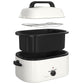Sunvivi 26QT Electric Turkey Roaster Oven with Visible Glass Lid,Removable Pan & Rack, Stainless Steel, White
