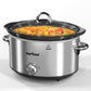 SUNVIVI Small Slow Cooker 4QT, Mini Food Warmer with 3 Heating Settings, Removable Ceramic Pot, Dishwasher Safe Glass Lid, Stainless Steel