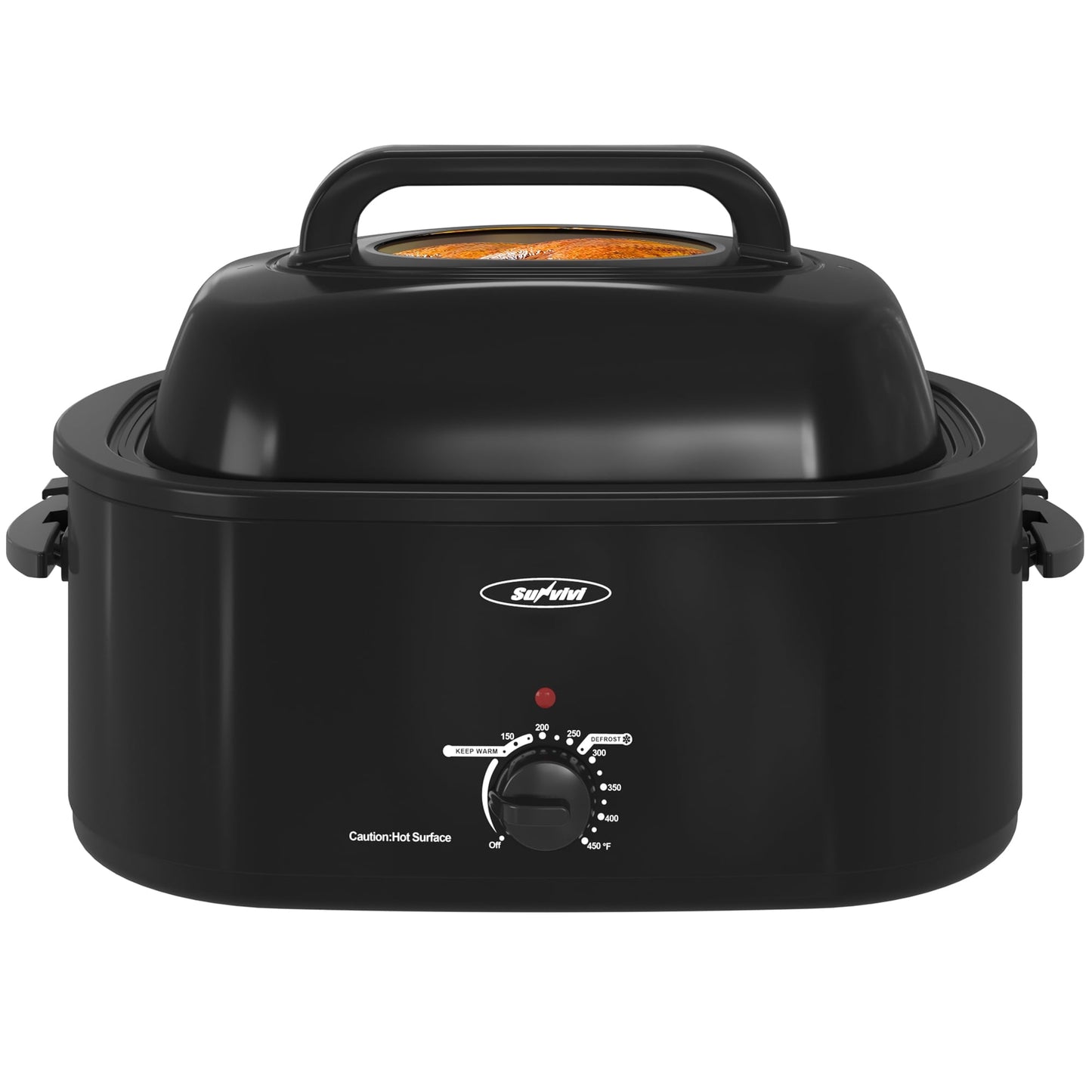 SUNVIVIt 26 Quart Electric Turkey Roaster Oven with Visible & Self-Basting Lid, Stainless Steel,Black