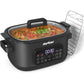 Heynemo 12-in-1 Digital Programmable Slow Cooker, 6.5 QT Large Multicooker, Multi-Cooker with Timer, Temp Control, Black