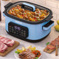 Heynemo 12-in-1 Digital Programmable Slow Cooker, 6.5 QT Large Multicooker, Multi-Cooker with Timer, Temp Control, Blue