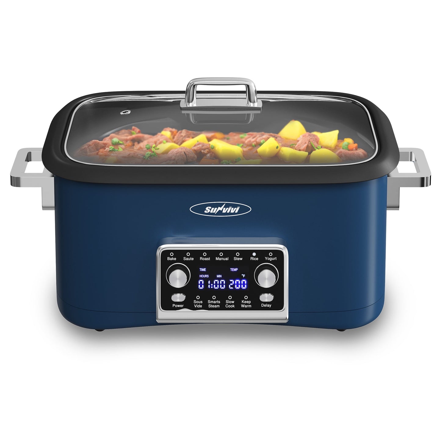 Sunvivi 12-in-1 Digital Slow Cooker Programmable Multi-Cooker, 8 Qt, Auto Shut-Off