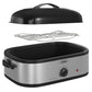 Sunvivi 14-Quart Electric Roaster Oven with Self-Basting Lid, Turkey Roaster Oven with Rack, Stainless Steel, Silver