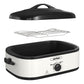 Sunvivi 14 Quart Electric Roaster with Self-Basting Lid, Removable Pan and Rack, Stainless Steel, White