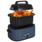 Sunvivi 22 Quart Electric Turkey Roaster Oven with Visible Glass Lid,Removable Pan & Rack, Stainless Steel,Blue