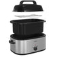 Sunvivi 26 Quart Electric Turkey Roaster Oven with Visible Glass Lid,Removable Pan & Rack, Stainless Steel, Silver