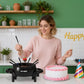 Sunvivi 3 QT Fondue Set, Electric Fondue Pot Set for Melting Chocolate & Cheese, 1000W Non-Stick Fondue Maker with Adjustable Temperature Control and 8 Color-Coded Forks, Ideal for Dessert & Broth