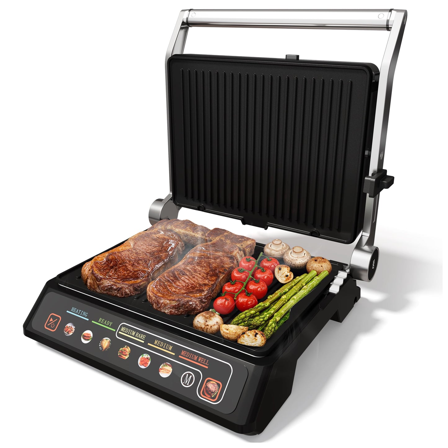 Sunvivi 3-in-1 Electric Indoor Grill & Griddle, 1600W Panini Press Sandwich Maker with 180¡ã Flat Open, Nonstick Plates, Locking Lid
