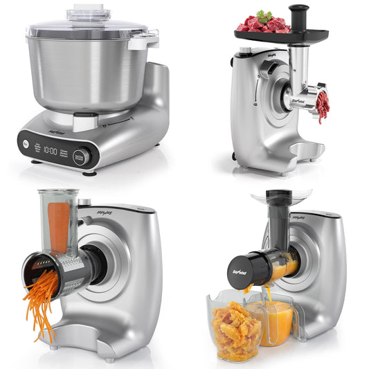 Sunvivi 4-in-1 Stand Mixer 5.3QT with Fermentation, Electric Dough Mixer with Juicer, Meat Grinder & Salad Maker