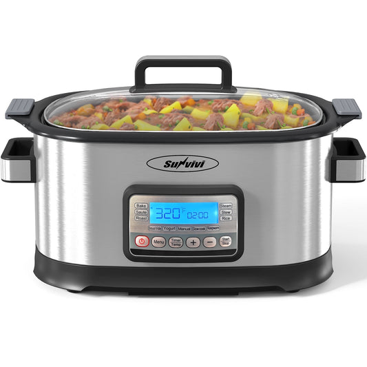 Sunvivi 6.5 Quart Slow Cooker,11 in 1 programmable Multi-Cooker Food Warmer with Digital Timer, Temp Control