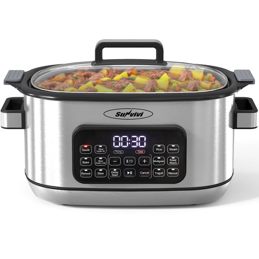 Heynemo 6.5 Quart 12-in-1 Programmable Multi Slow Cooker, Food Warmer Pot with Digital Timer, Temp Control
