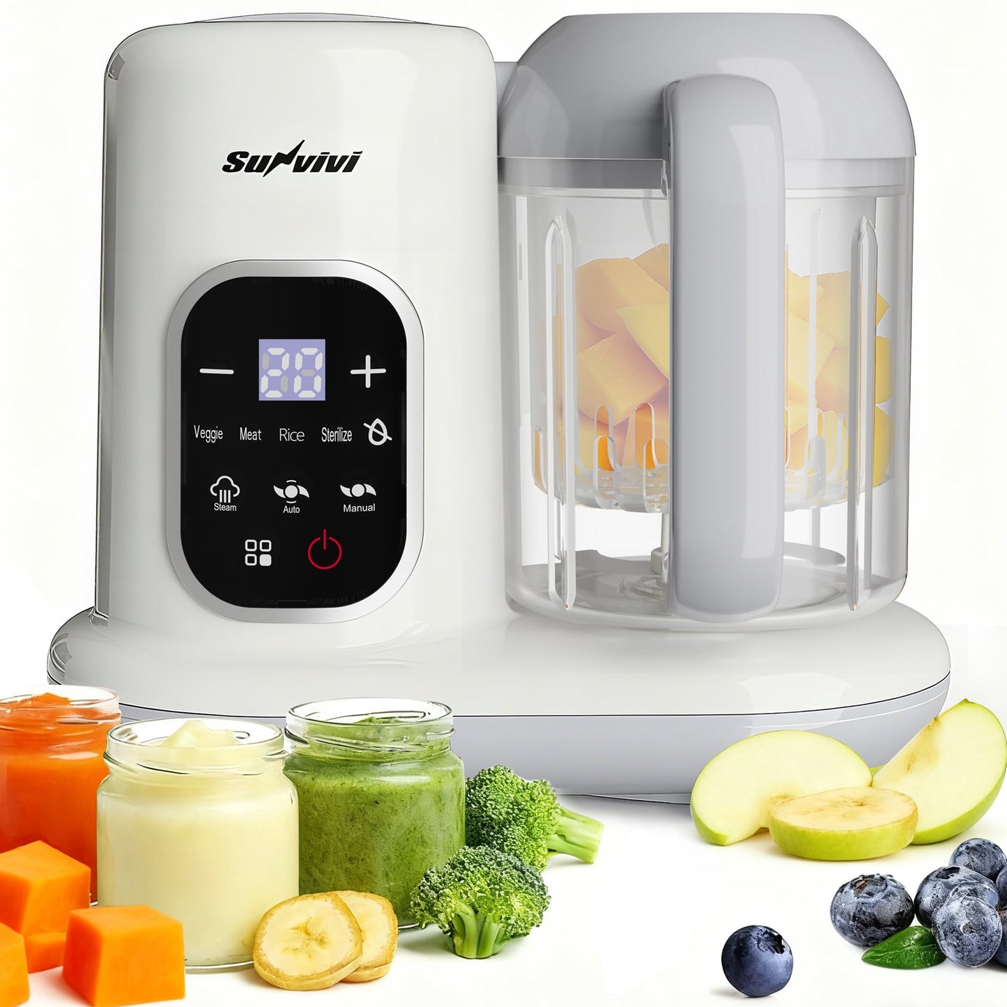 Heynemo All-in-One Baby Food Maker with Steamer, Blender, Heating & Stirring | LCD Display, Self-Clean Baby Food Processor