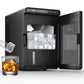 Sunvivi Clear Ice Maker for Home ¨C Compact Countertop Ice Machine with 1.6" Square Ice Cubes, Self-Cleaning, LED Light & Timer, Portable Electric Ice Maker for Kitchen, Bar, RV, Black