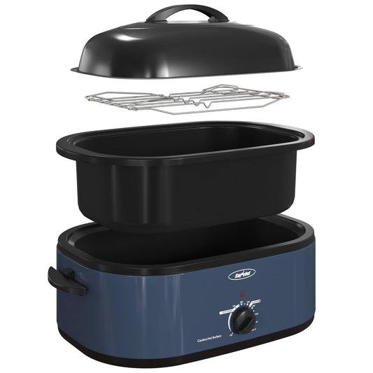 Sunvivi 20 Quart Electric Roaster Oven with Self-Basting Lid, Blue
