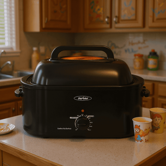 Sunvivi 24Qt Electric Rotisserie Roaster Oven - Large Capacity for Turkey/Chicken | Even Heating for Family Dinners, Holidays