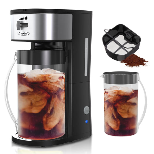Sunvivi Iced Tea Maker Cold Brew Electric with 2.5-Quart Pitcher, Black