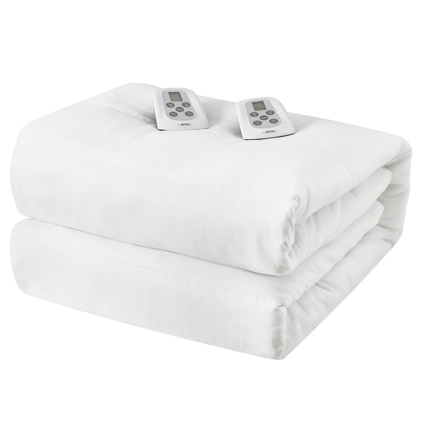 Sunvivi King Size Heated Mattress, Electric Bed Mattress Pad with 12-Hour Timer & 10 Heat Settings, Full Bed Warmer with Dual Controller, Machine Washable, 78" x 80"