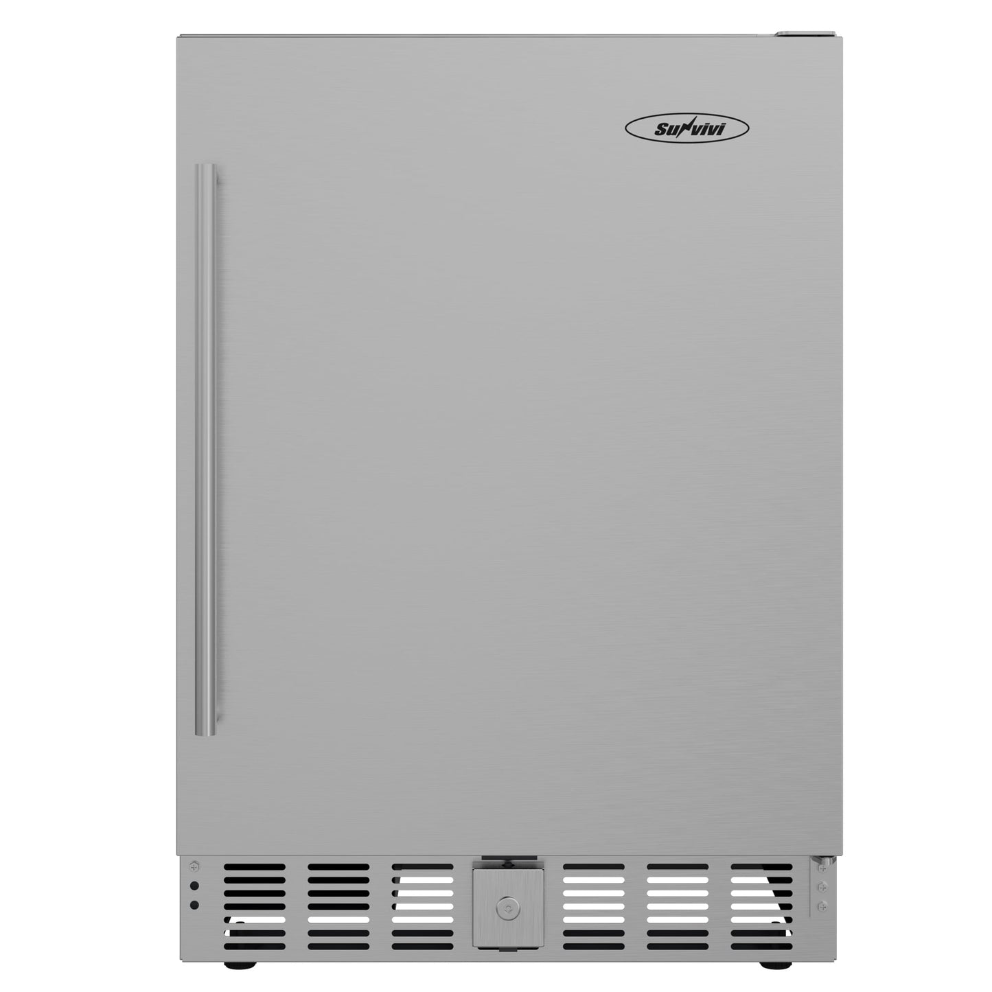 Sunvivi Outdoor & Indoor Beverage Refrigerator, 24 Inch Stainless Steel Under Counter Drink Fridge, Silver Weatherproof Can Cooler Wine Chiller with Lock for Kitchen, Office, Patio, Bar, Home