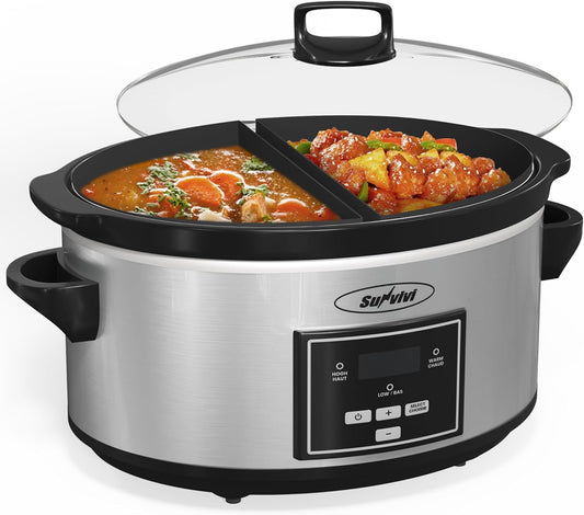 Sunvivi Programmable 6 qt 2-Crock Black Slow Cookers