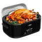Sunvivi Roaster Oven with Self-Basting Lid, 18qt Electric Roaster with Removable Pan & Rack, Turkey Roaster Oven with Defrost & Warm Function, Stainless Steel, Black