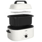 Sunvivi Roaster Oven with Self-Basting Lid, 22qt Electric Roaster with Removable Pan & Rack, Turkey Roaster Oven with Defrost & Warm Function, Stainless Steel, White
