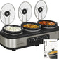 Sunvivi Slow Cooker with 10 Cooking Liners for Parties with 3 Spoons, Lid Rests, Total 4.5QT, Silver