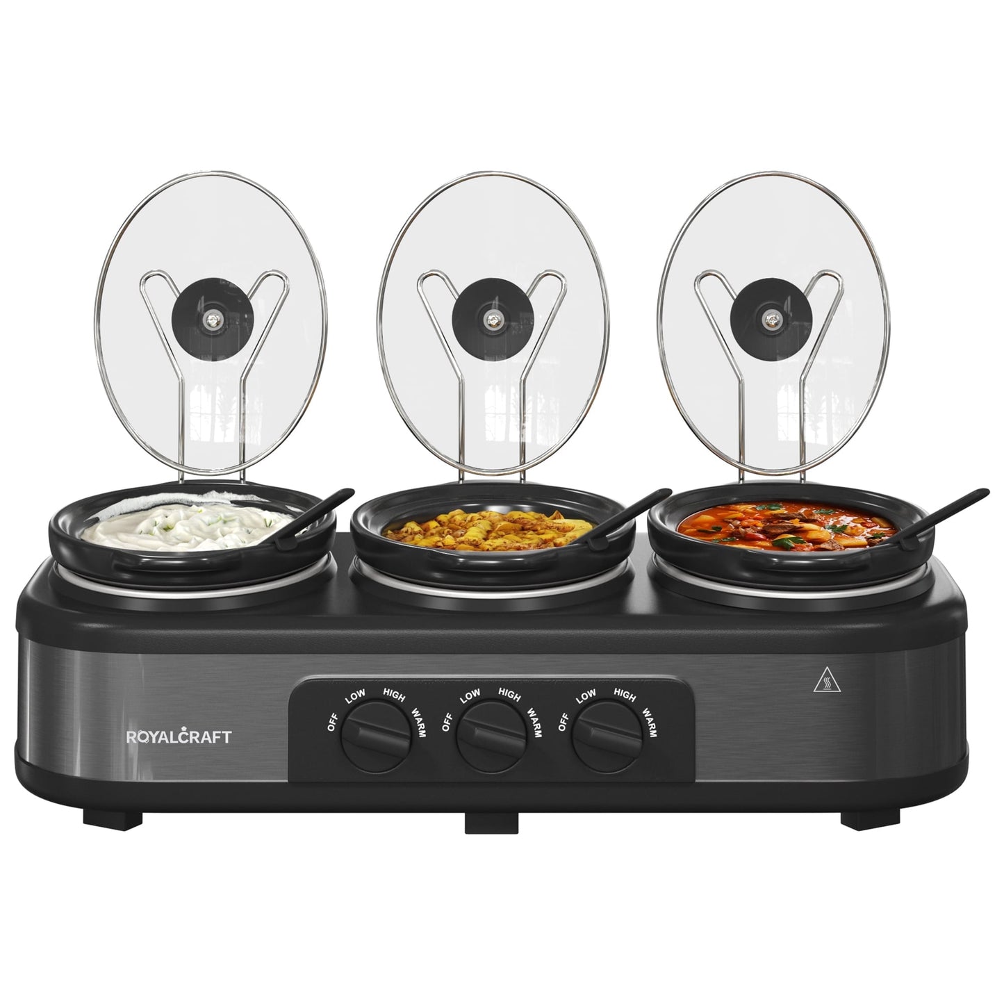 Sunvivi  Triple Slow Cooker With Liners, Temperature Control, Total 4.5 Qt