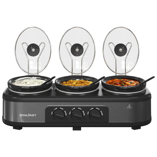 Sunvivi  Triple Slow Cooker With Liners, Temperature Control, Total 4.5 Qt