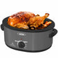 Sunvivi Slow Cooker with Self-Basting Lid, Removable Pan and Rack - Stainless Steel - Gray